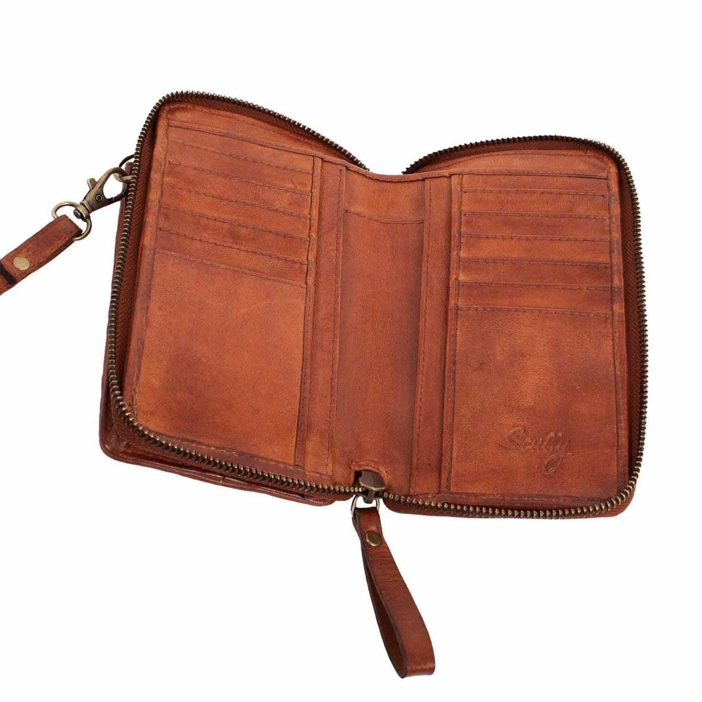 Scully Compact Leather Crossbody Handbag - Cognac