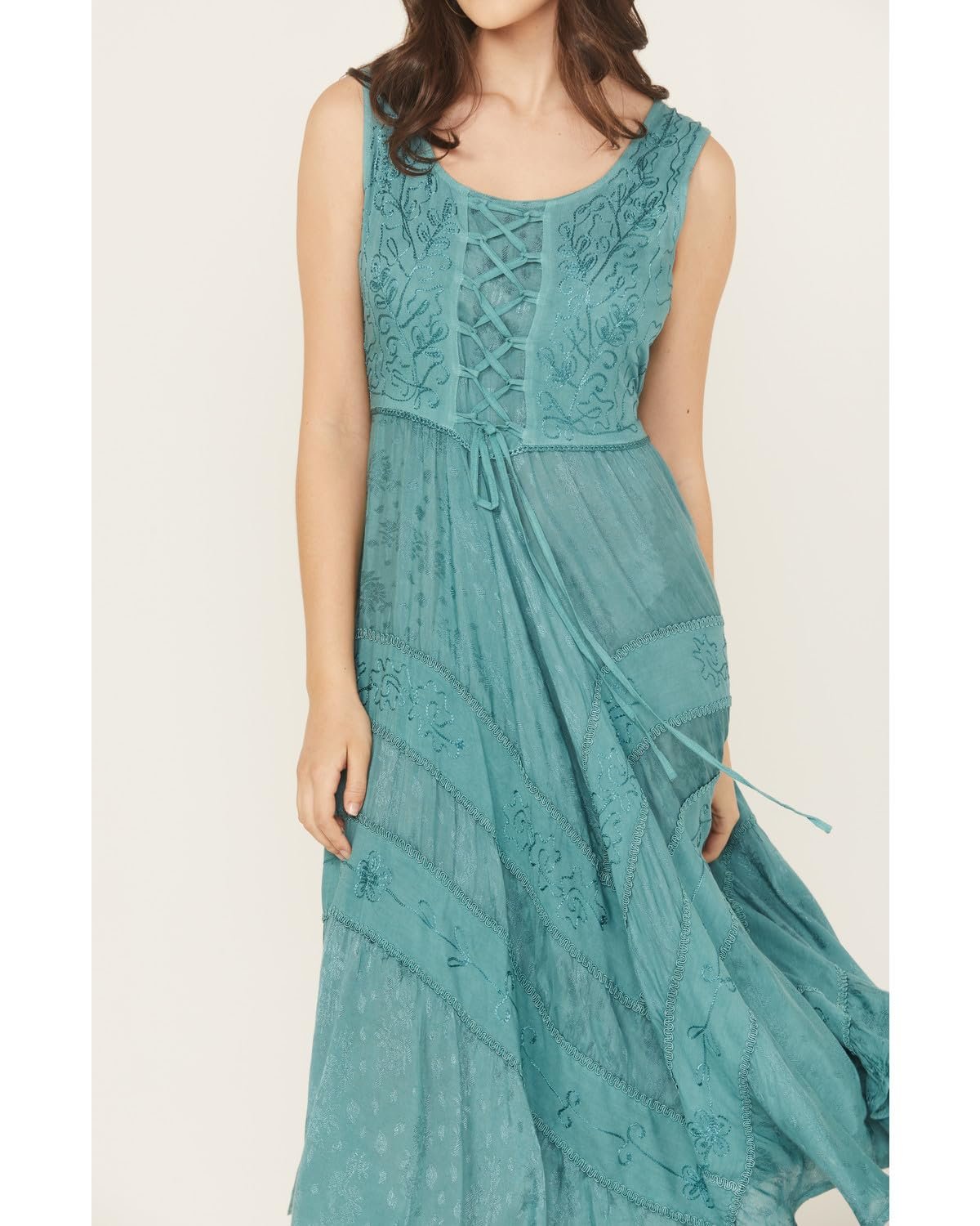 Scully Women's Lace Front Sleeveless Full Length Dress - Teal