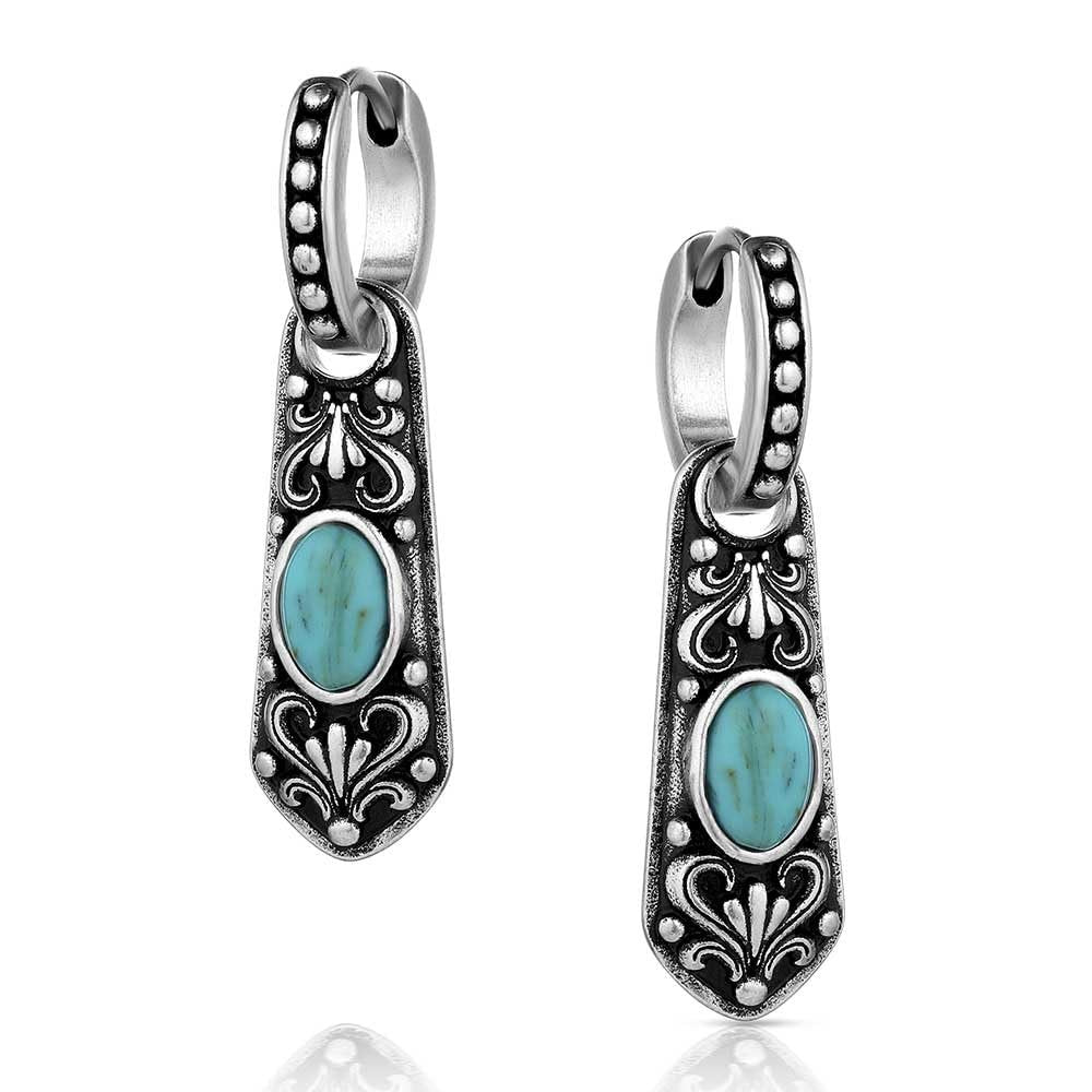 Montana Silversmiths Majestic Vintage Treasure Crafted Turquoise Latch Back Earrings