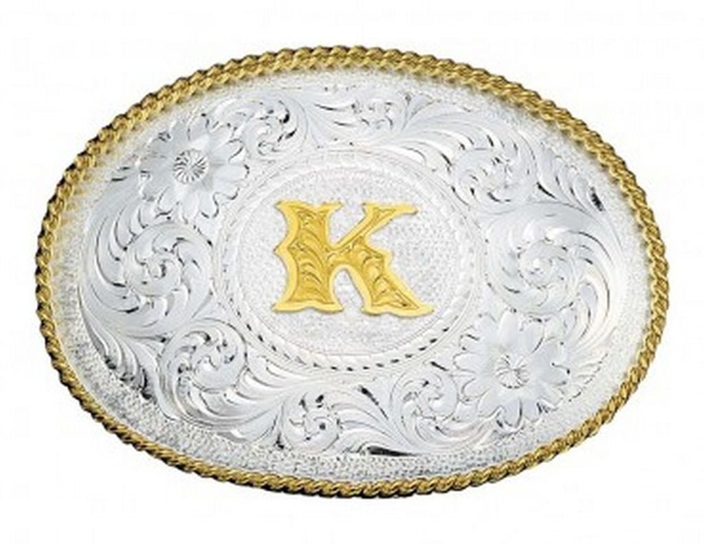 Montana Silversmiths Western Belt Buckle Adult Initial K Silver 700K