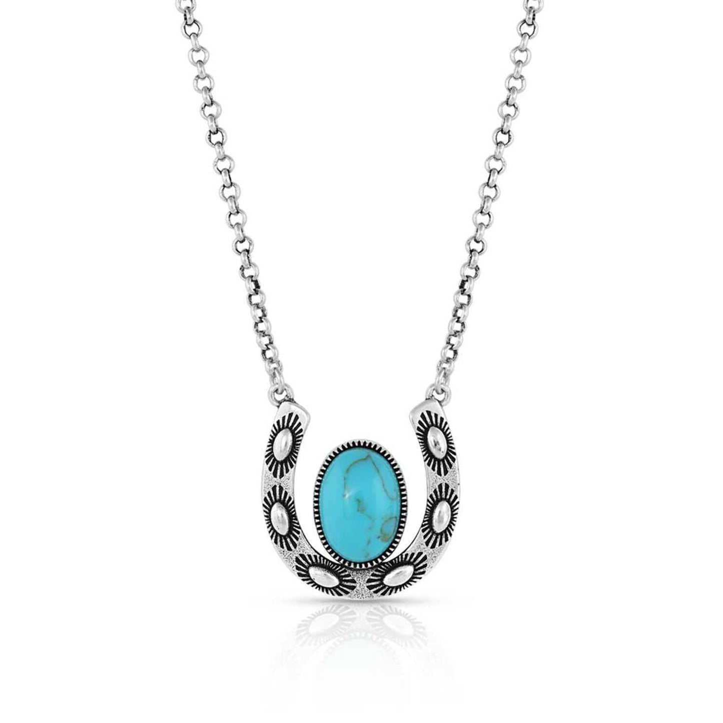 Montana Silversmiths Ladies Luck Turquoise Horseshoe Necklace NC5030