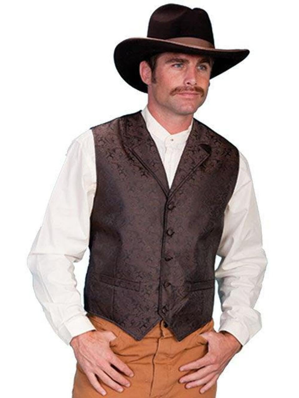 Scully Rangewear Men's Paisley Button Vest - Brown