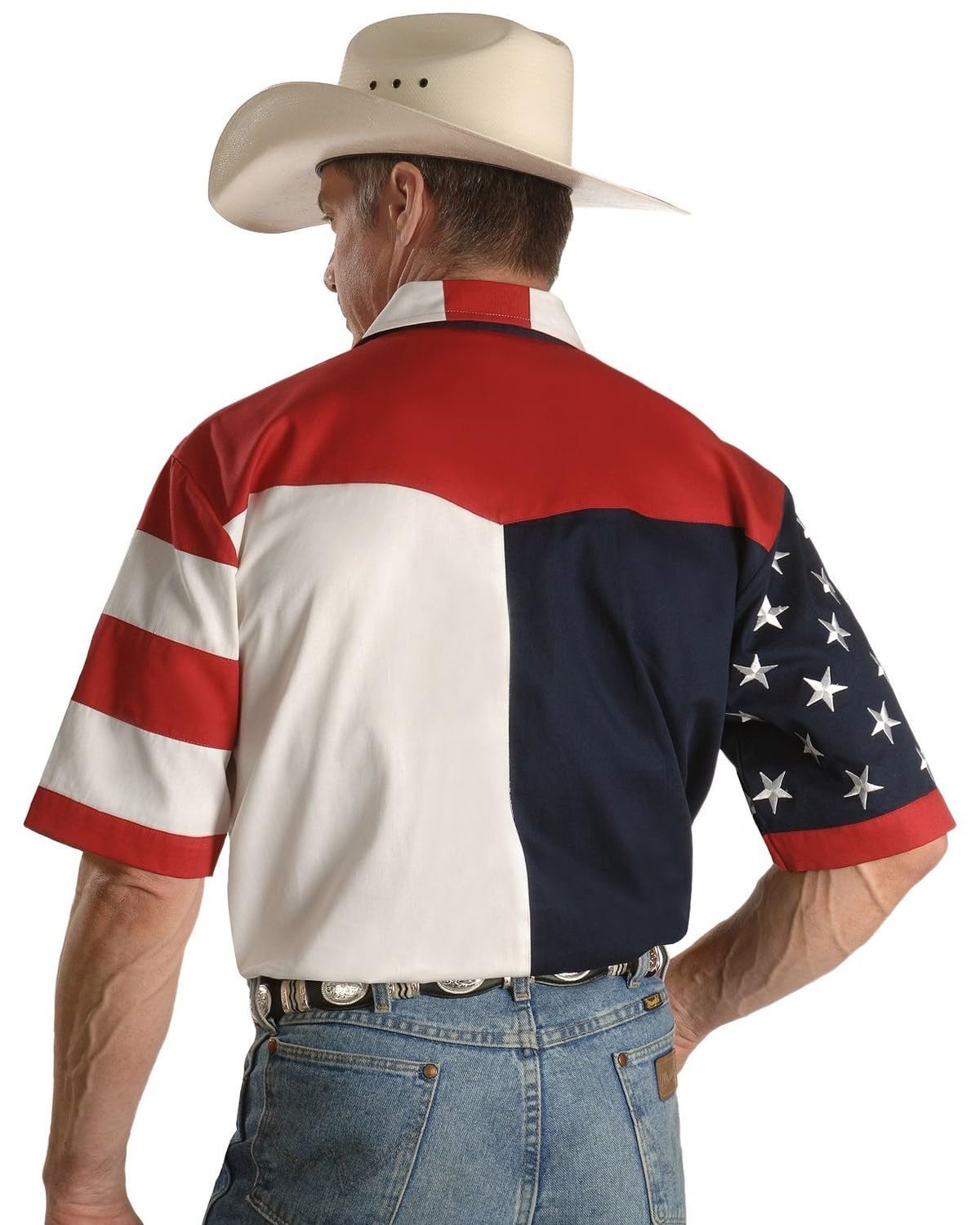 Scully Rangewear Men's Patriotic American Flag Short Sleeve Western Shirt
