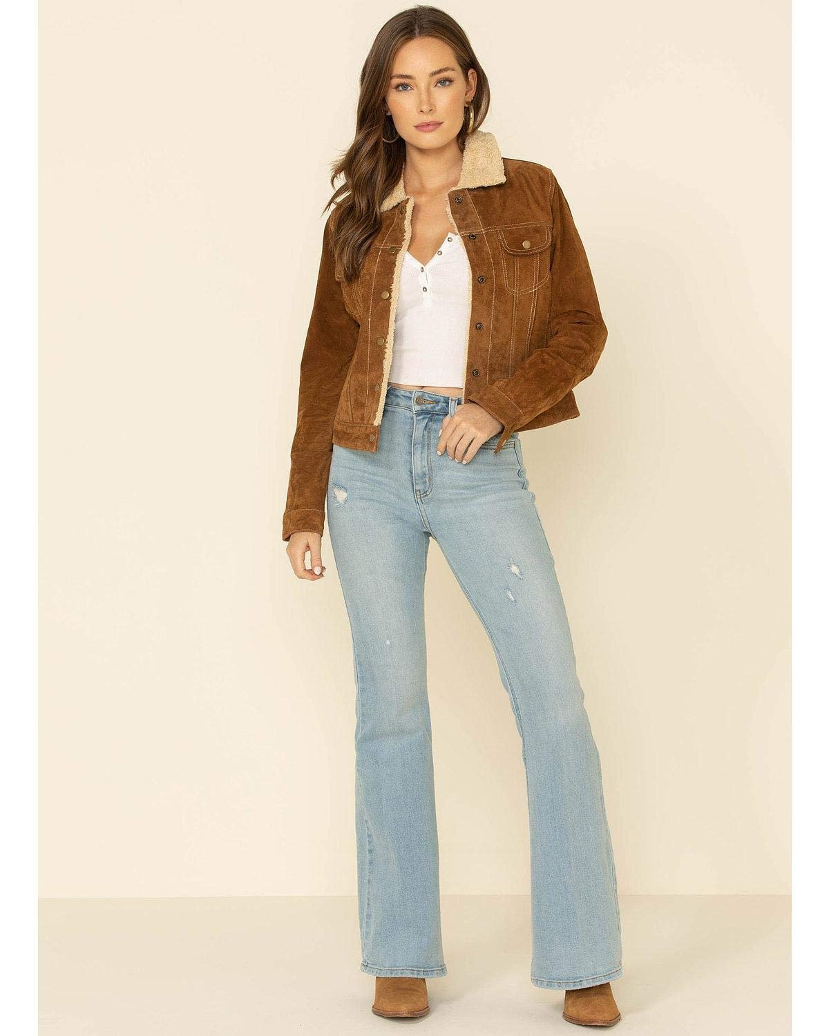Scully Women's Faux Shearling Suede Leather Jacket - Cinnamon
