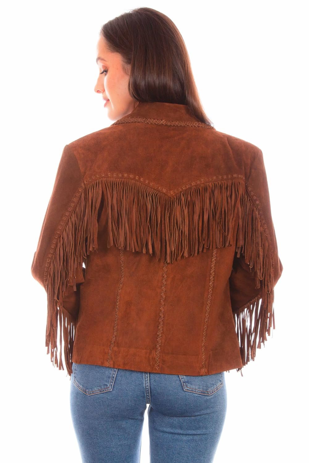 Scully Women's Suede Fringe Leather Snap Jacket - Cafe Brown