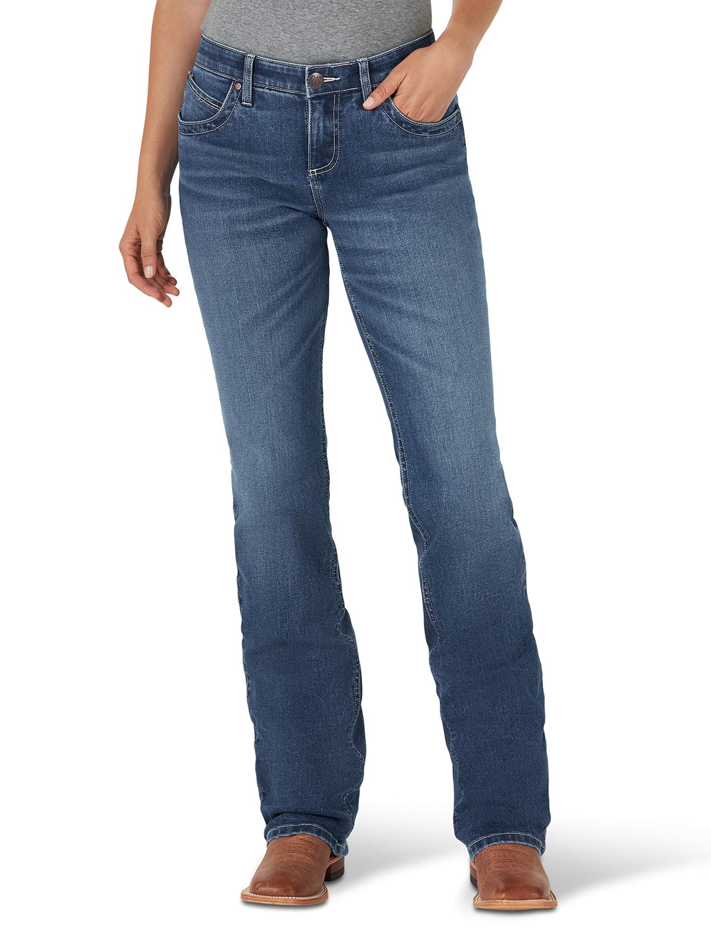 Wrangler Women's Q-Baby Mid Rise Boot Cut Ultimate Riding Jean