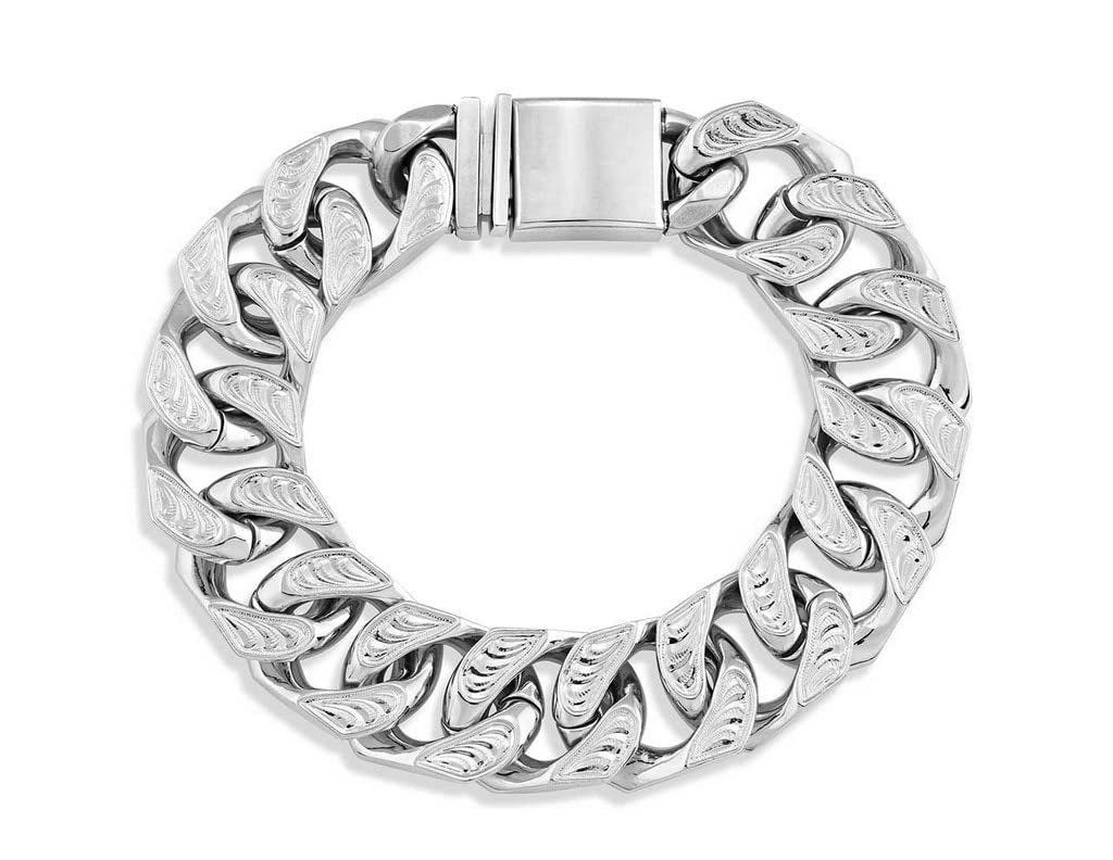 Montana Silversmiths Men's Western Lifestyle Inspired Bracelet (Classic Western Large Cuban Link) 9 inch