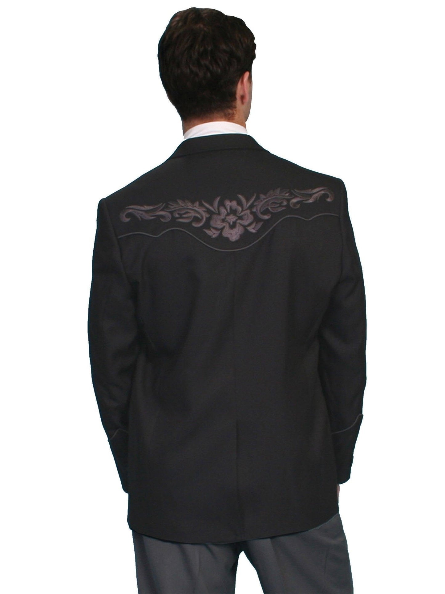 Scully Men's Floral Embroidered Western Jacket - Grey