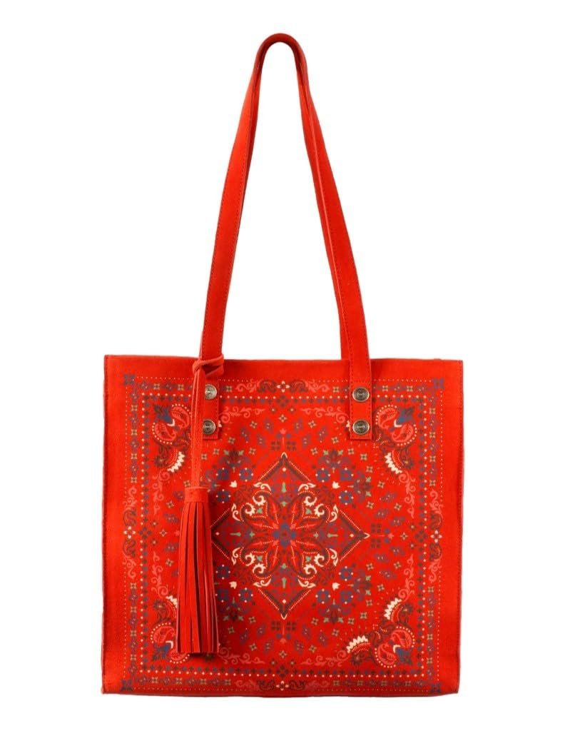 Scully Soft Structure Suede Leather Tote - Red
