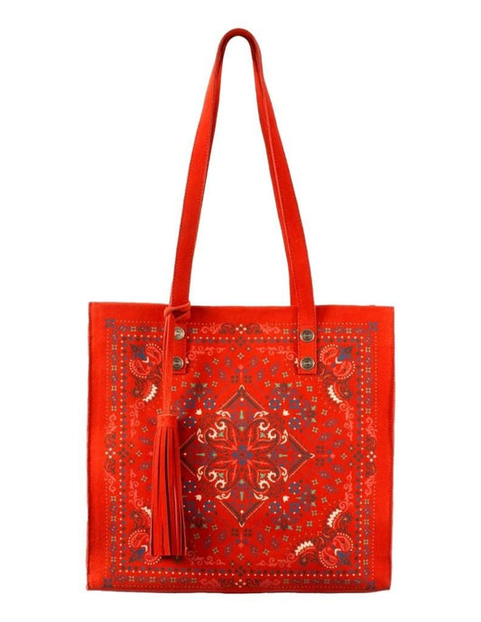 Scully Soft Structure Suede Leather Tote - Red