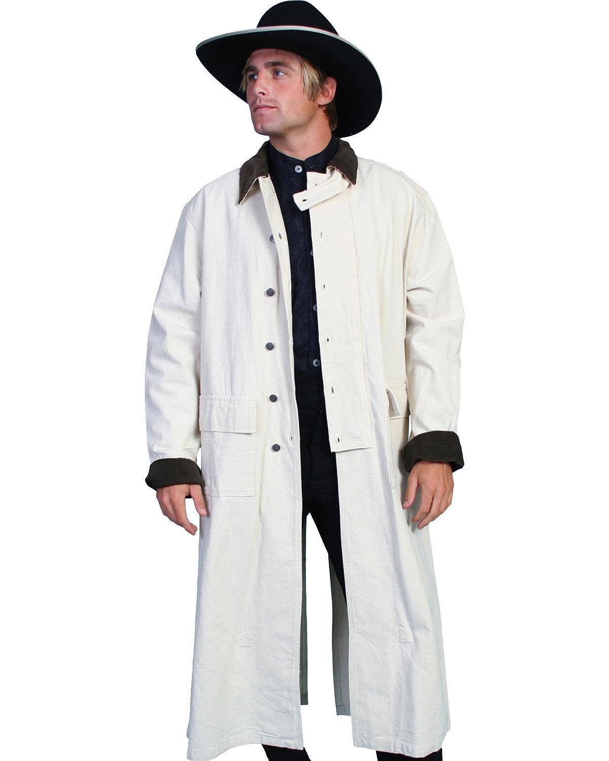 Scully Men's Long Canvas Duster Jacket - Natural