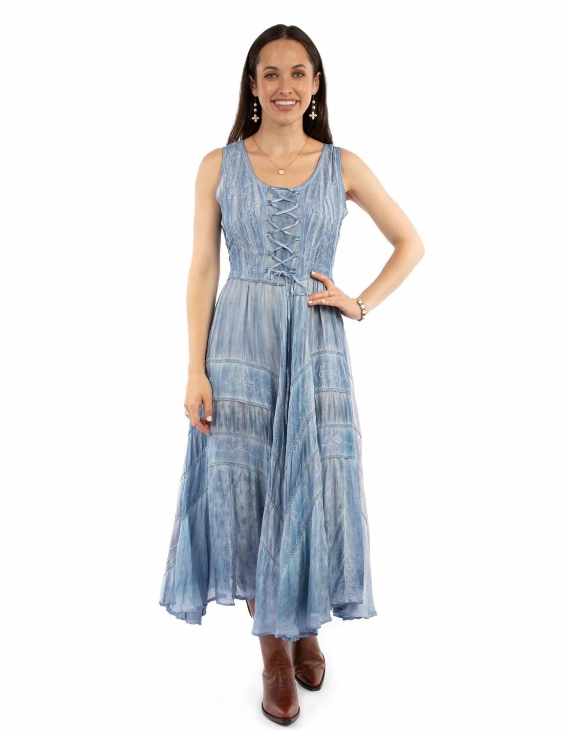 Scully Women's Lace Front Sleeveless Full Length Dress - Tie-dye