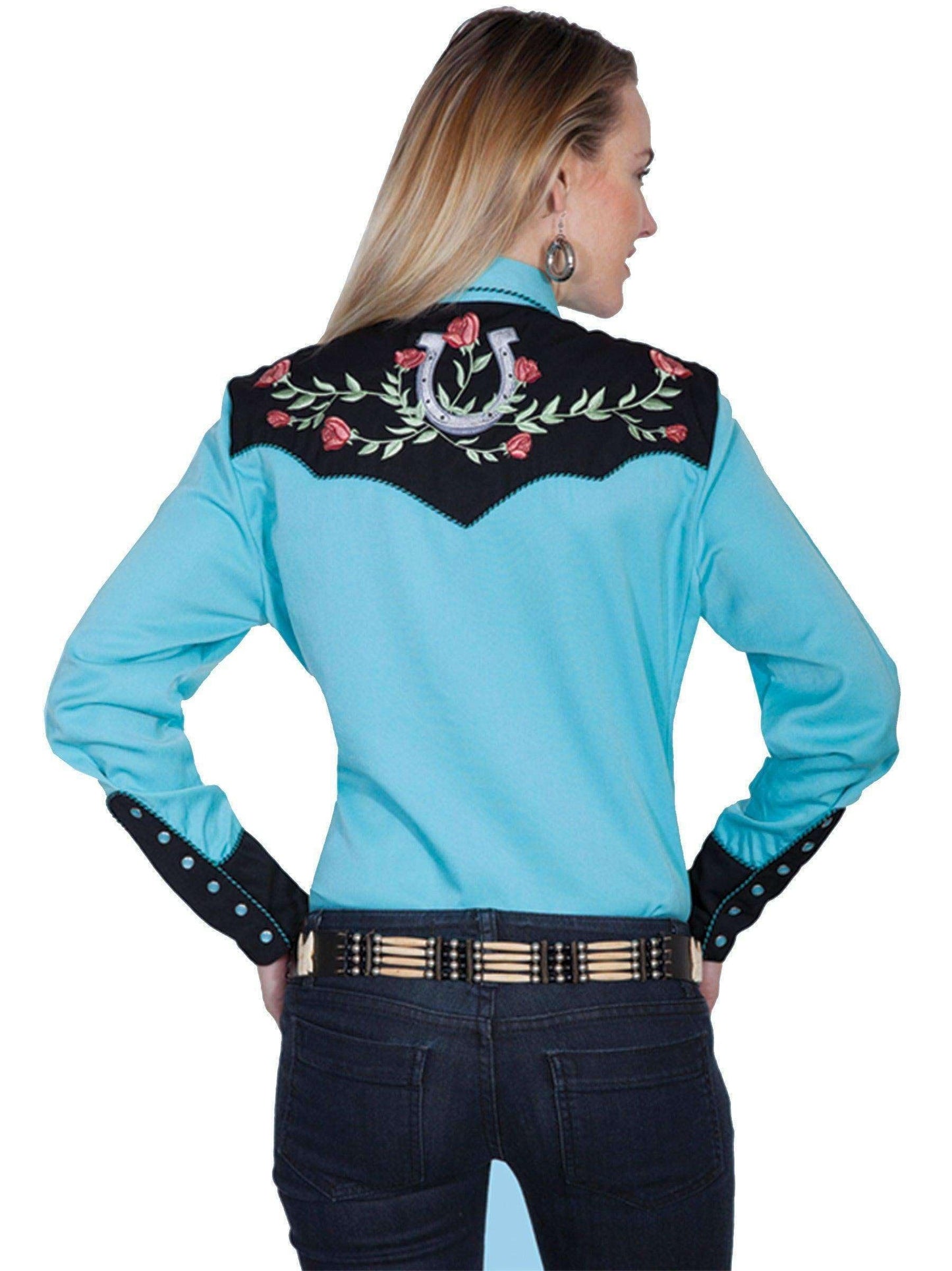Scully Women's Horseshoe Embroidered Retro Western Shirt