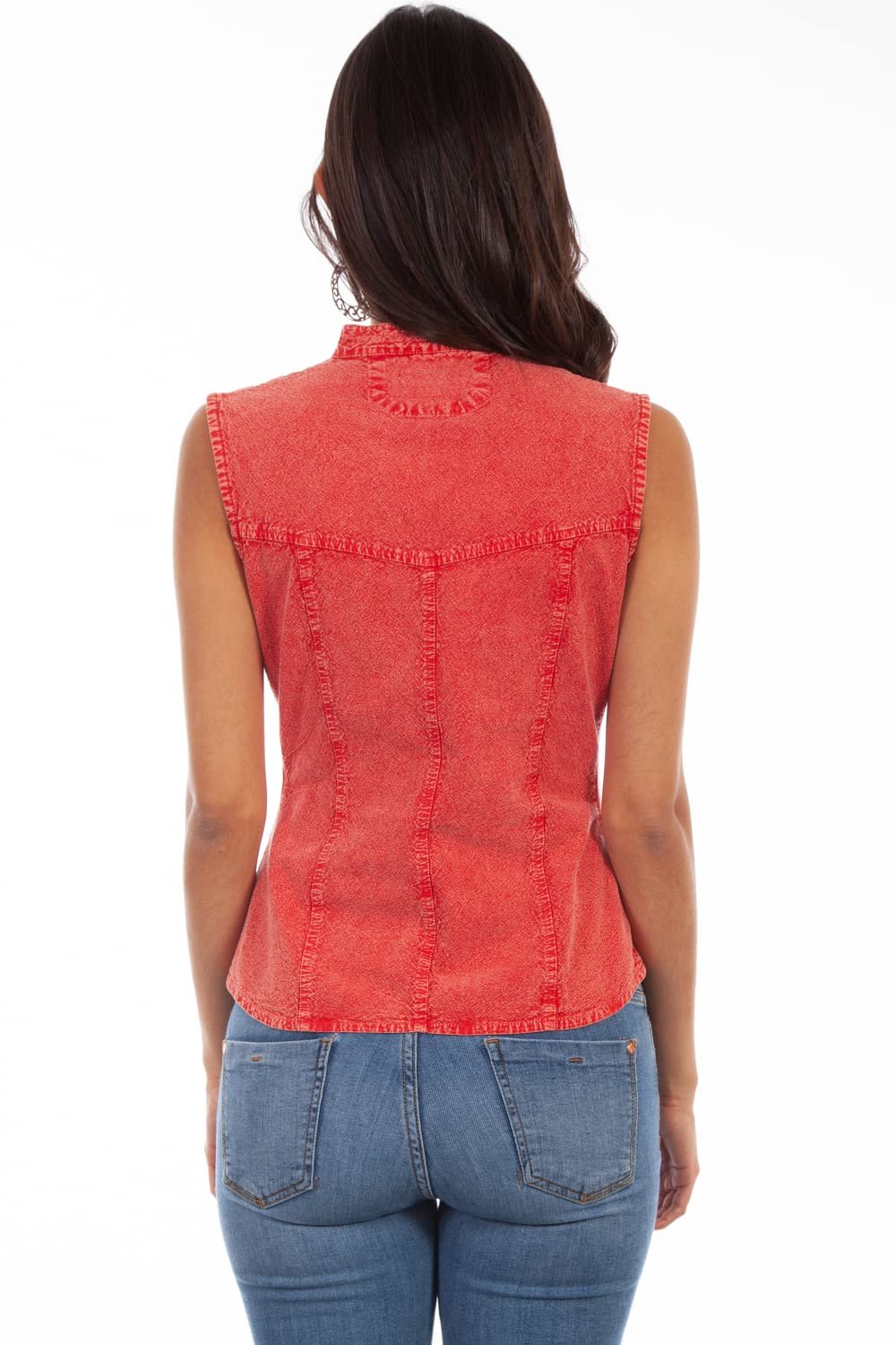 Scully Women's Western Cantina Sleeveless Blouse - Brick