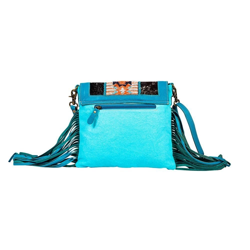Myra Bag Shoulder Bag for Women Western Upcycled Hairon Canvas & Leather Tassel