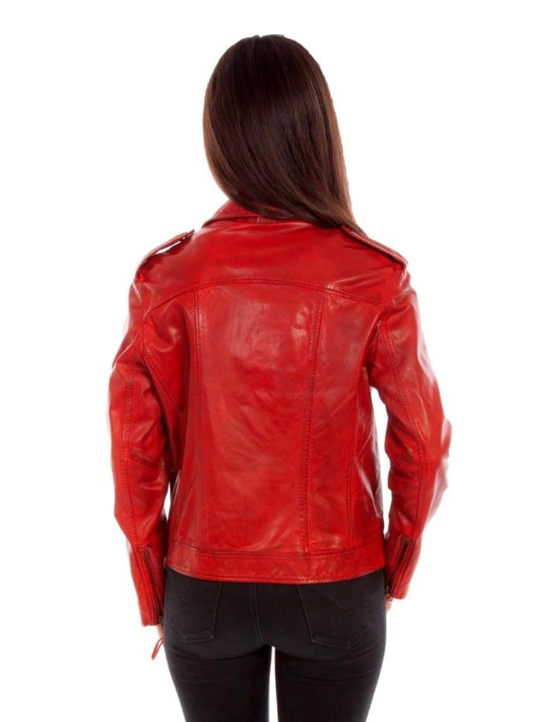 Scully Women's Western Leather Zip Front Jacket - Vintage Red