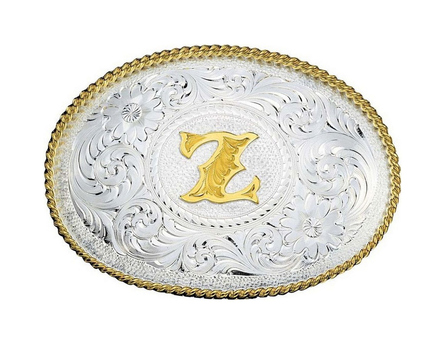Montana Silversmiths Western Belt Buckle Rope Initial Z Silver 700Z