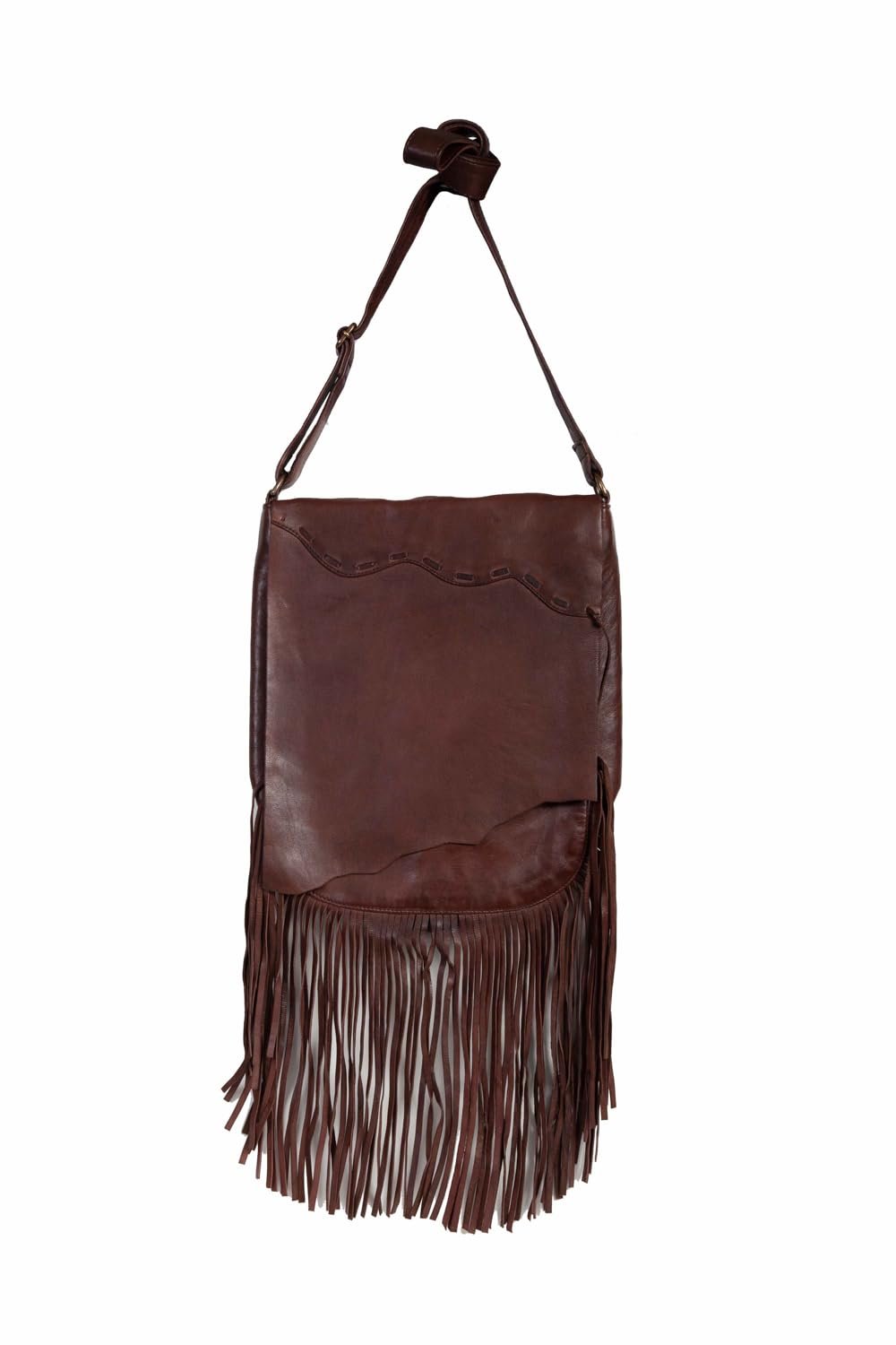 Scully Soft Leather Fringe Crossbody Bag - Chocolate