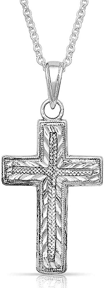 Montana Silversmiths Women's Captured In The Faith Cross Necklace Silver