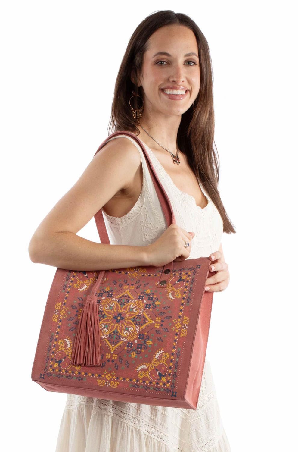 Scully Soft Structure Suede Leather Tote - Pink