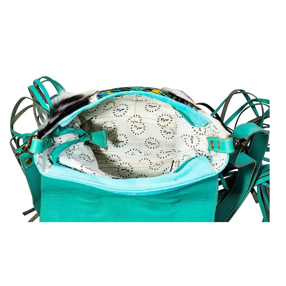 Myra Bag Shoulder Bag for Women Western Upcycled Hairon Canvas & Leather Tassel