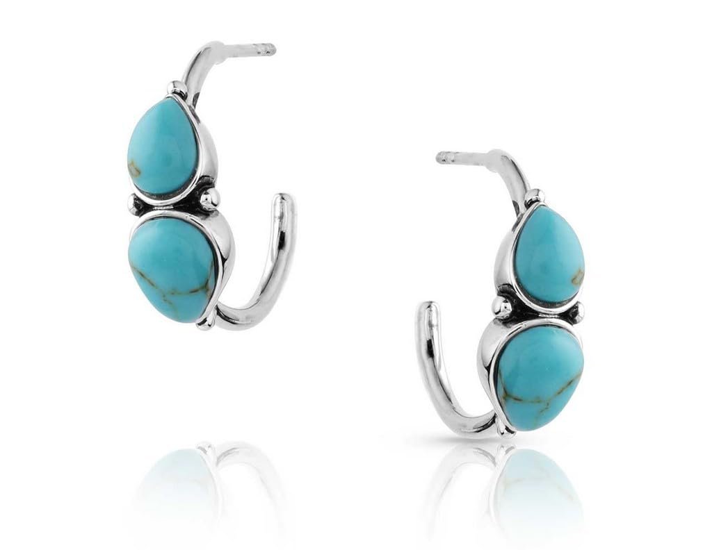 Montana Silversmiths Mirrored Turquoise Hoop Earrings - ER5720