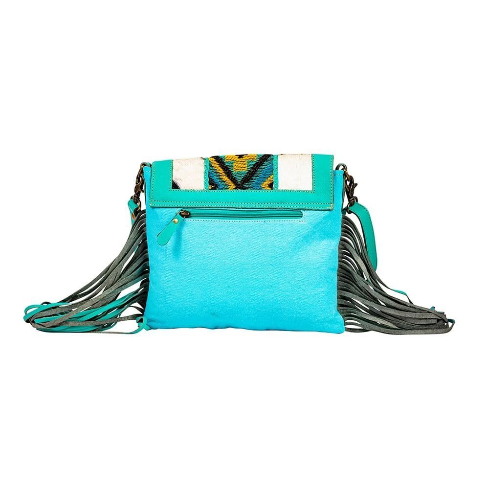 Myra Bag Shoulder Bag for Women Western Upcycled Hairon Canvas & Leather Tassel