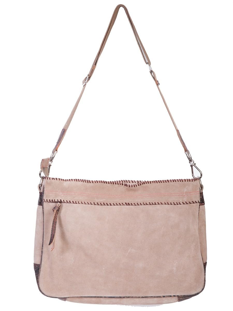 Scully Leather And Suede Crossbody Flag Handbag