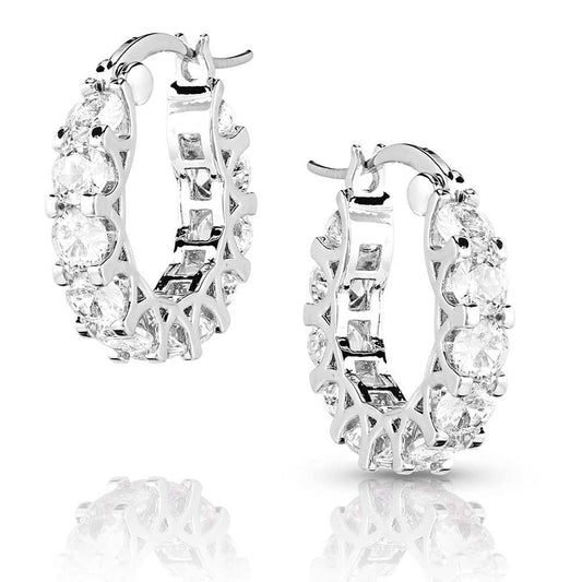 Montana Silversmiths Latch/Lever Back Hoop Earrings (Dazzling Delight Crystal)