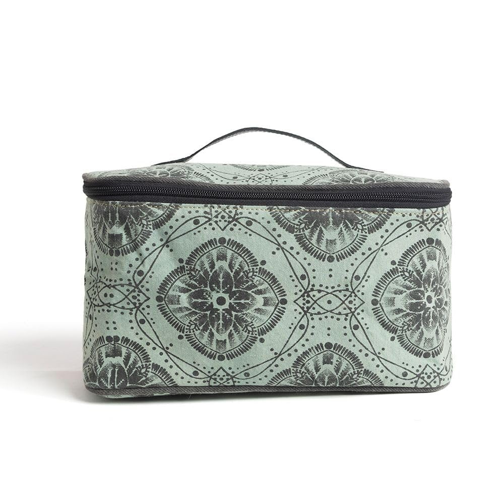 Myra Bag Makeup Bag for Women Upcycled Western Canvas Leather Cosmetic Toiletry