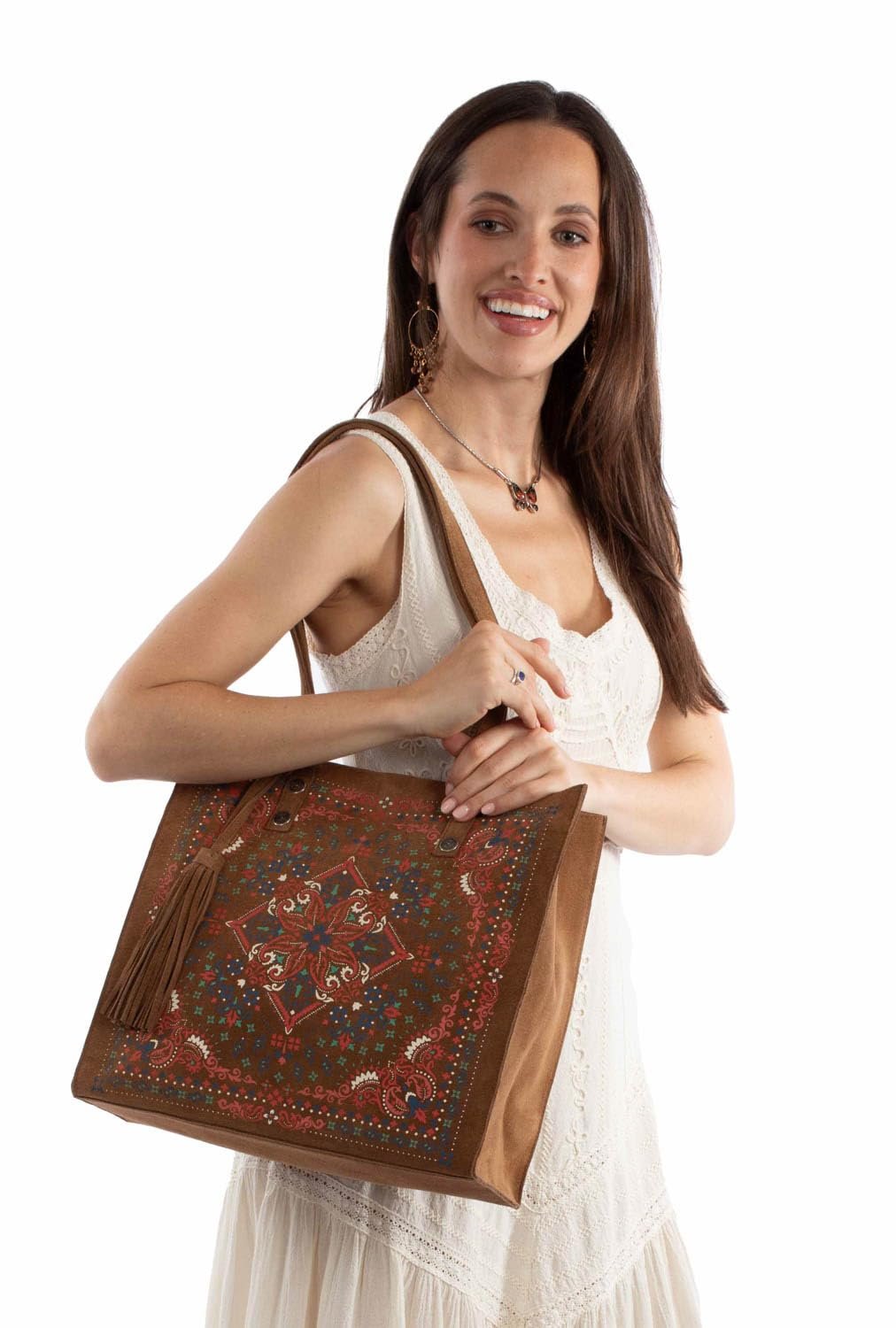 Scully Soft Structure Suede Leather Tote - Brown