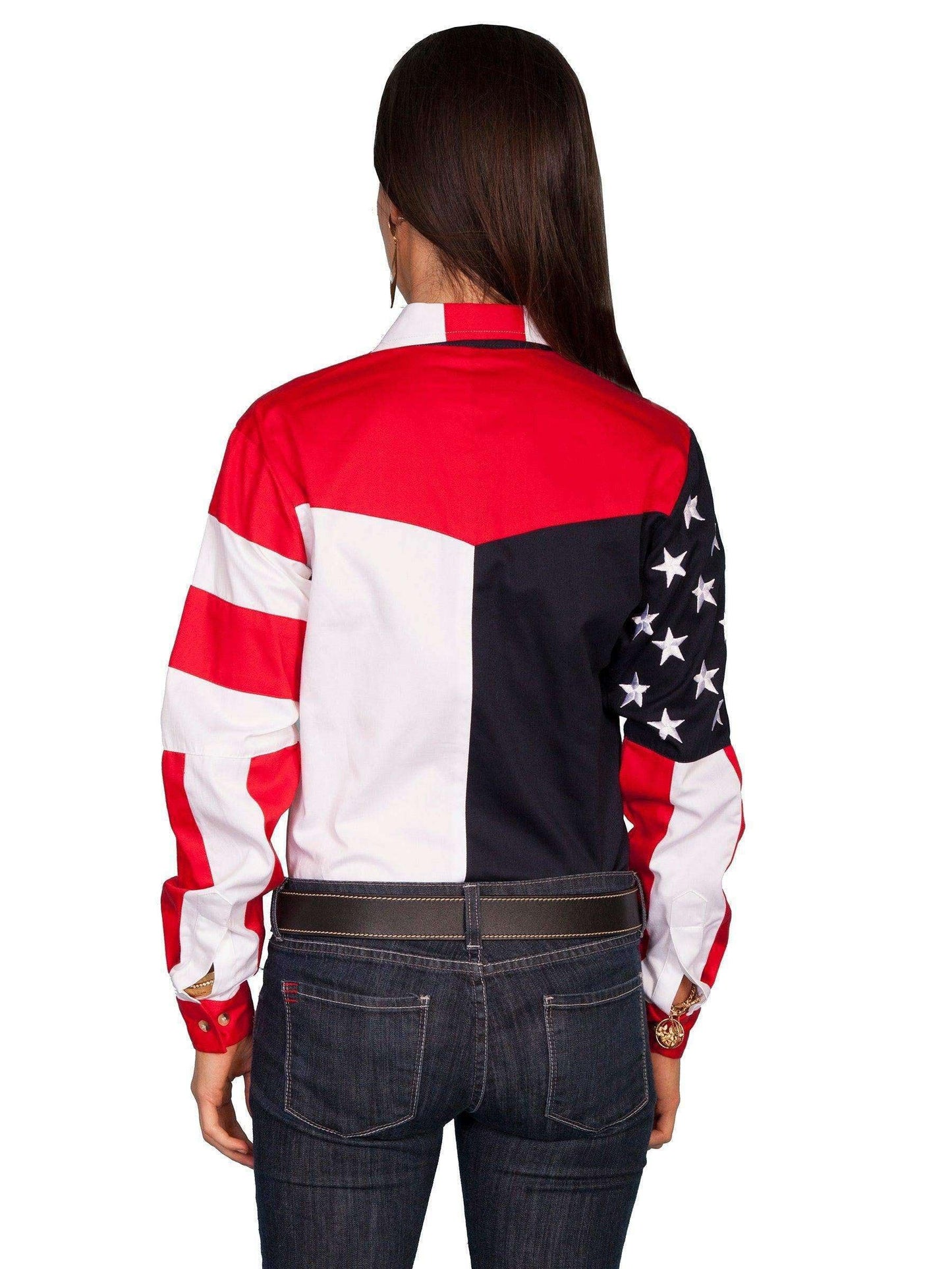 Scully Women's Patriotic Flag Long Sleeve Shirt