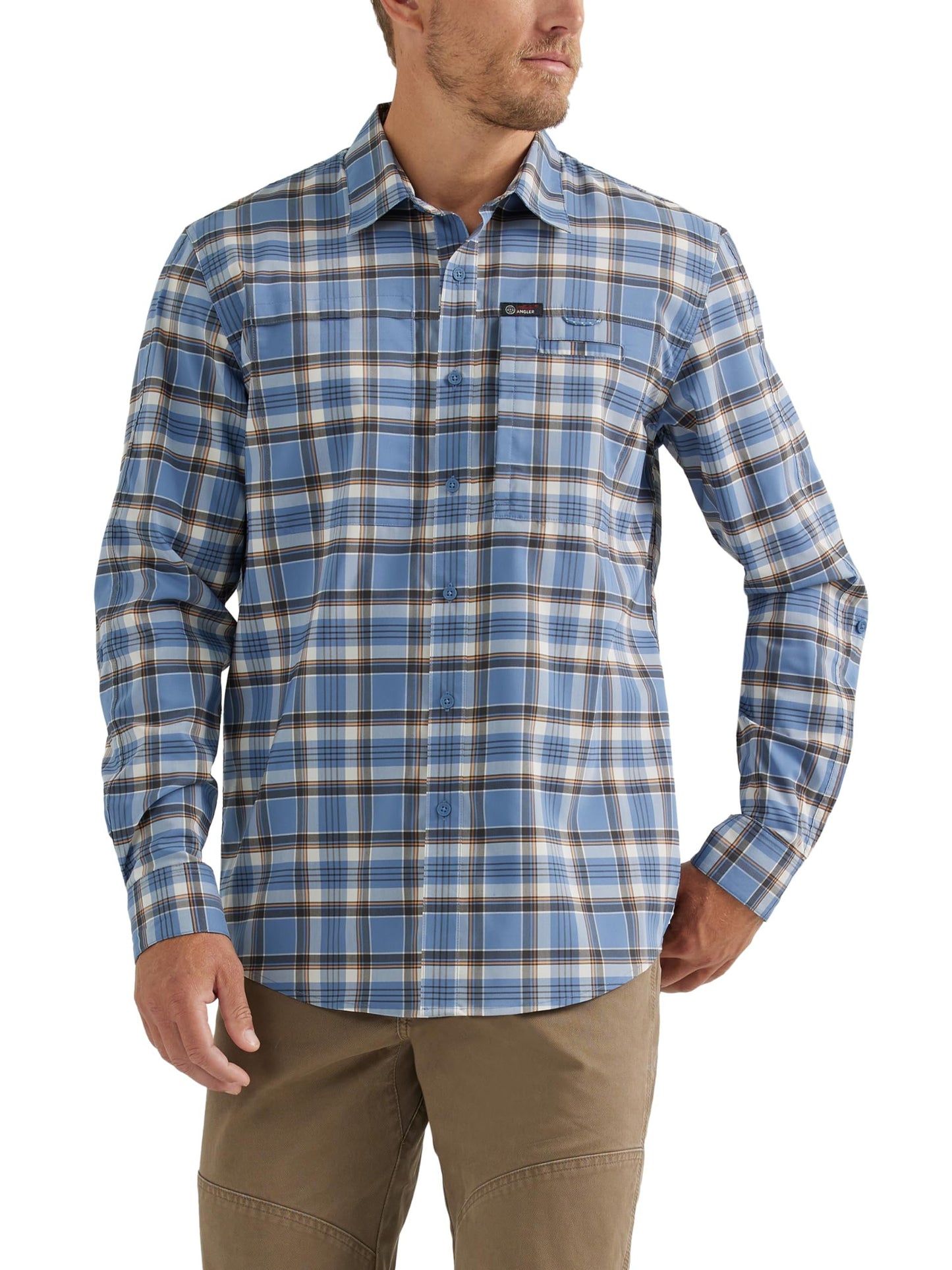 ATG by Wrangler Men's Long Sleeve Hike to Fish Shirt, Bistre Plaid