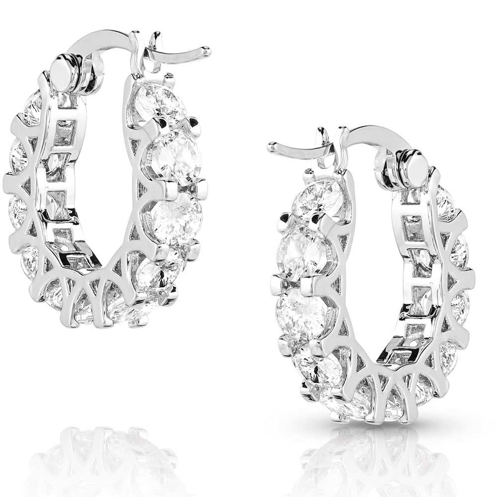 Montana Silversmiths Latch/Lever Back Hoop Earrings (Dazzling Delight Crystal)
