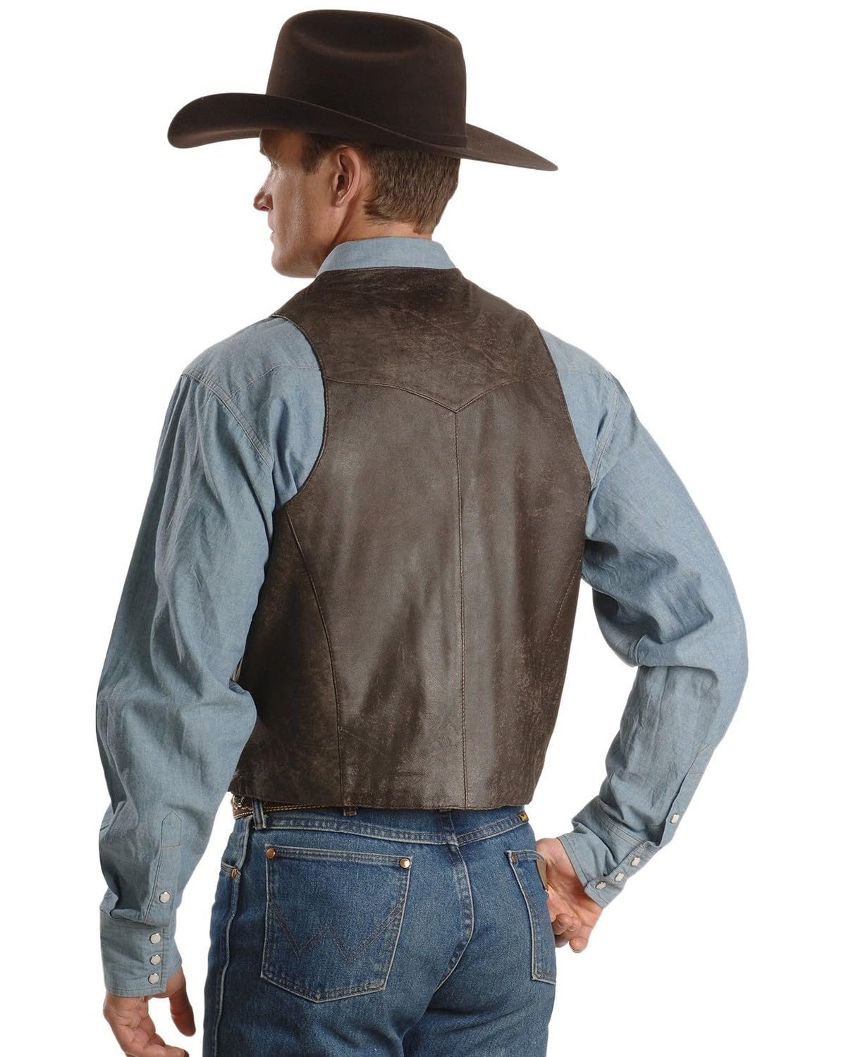 Scully Men's Whipstitch Lamb Leather Vest - Black Lamb