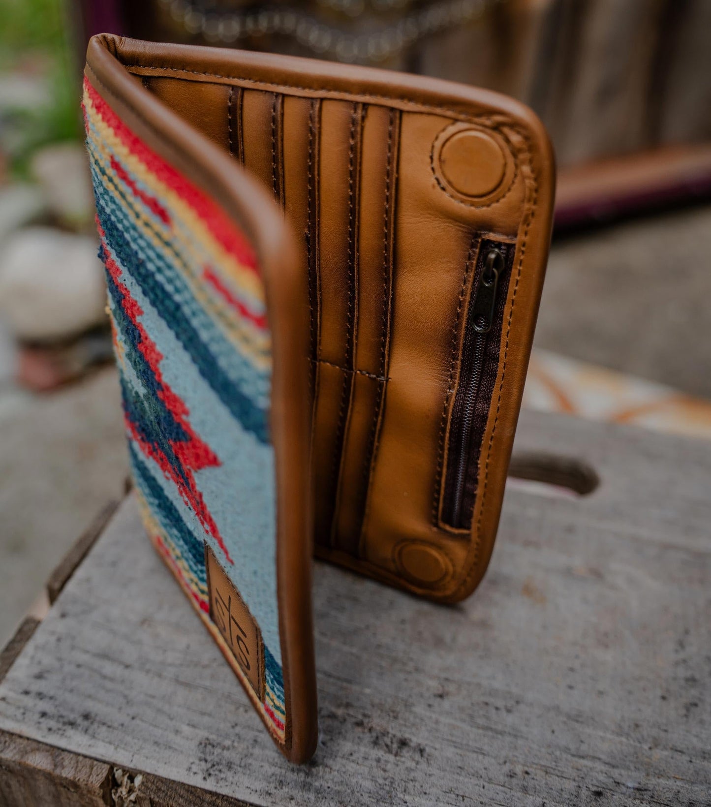 STS Ranchwear Women's Chaynee Valley Serape Magnetic Wallet Leather Bifold Closure Multiple Card Western Style, Multi