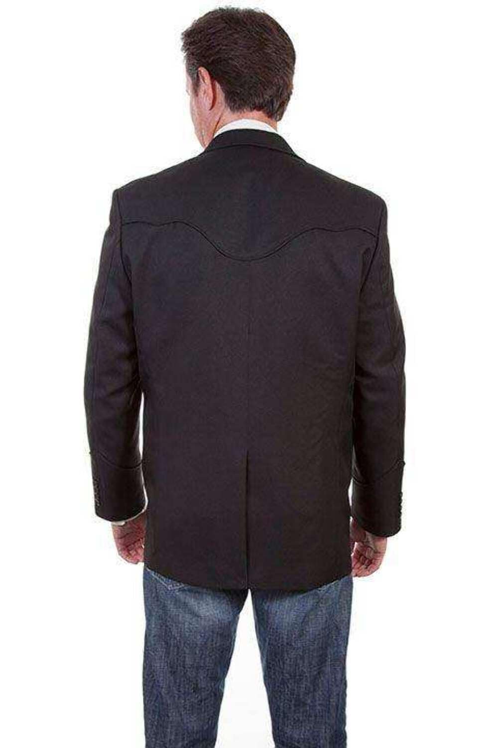 Scully Men's Western Coat with Solid Tonal Piping - Black