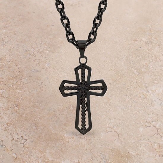 Montana Silversmiths Black Rope Cross - Accessories Jewelry Necklace