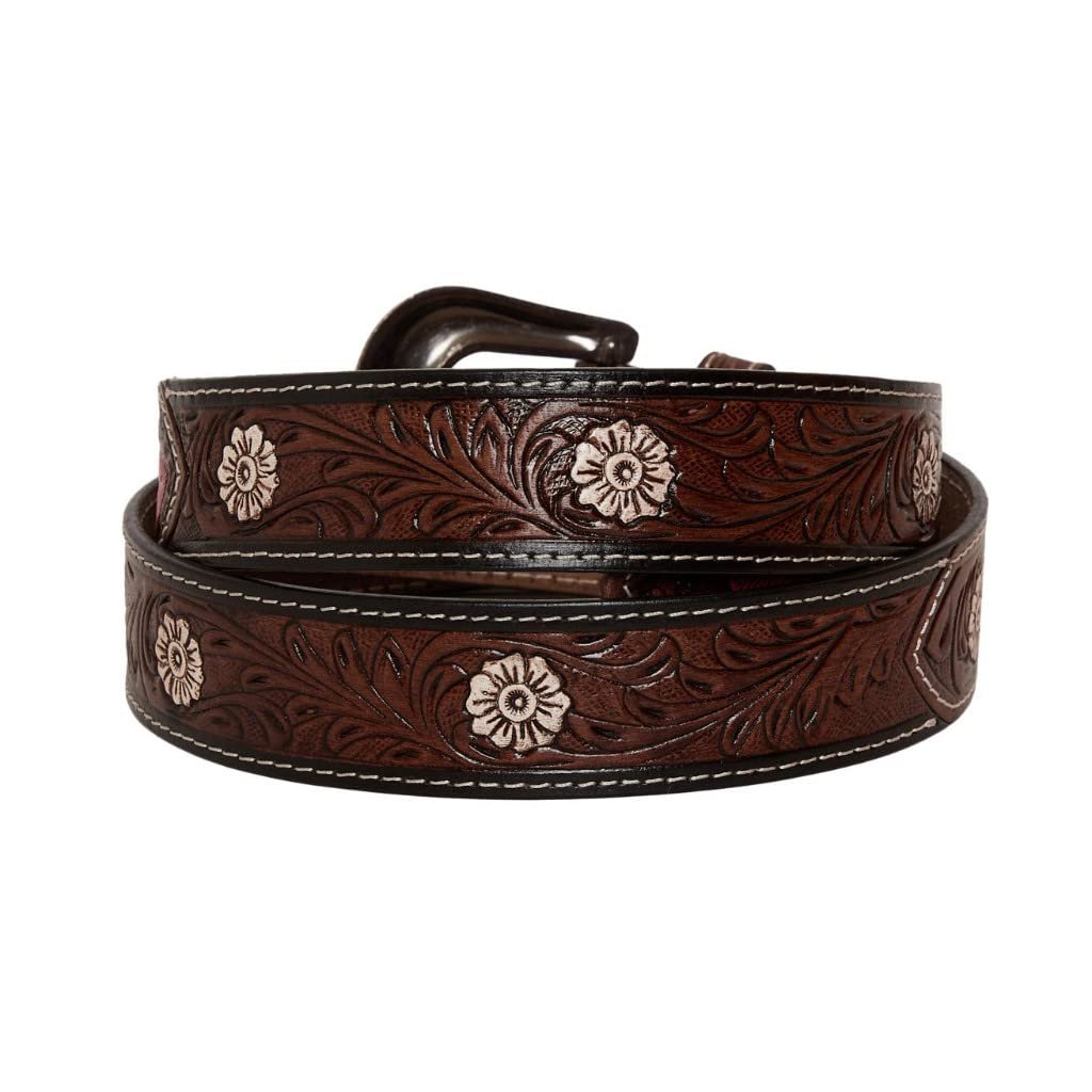 Myra Bag Pink Feather Hand-Tooled Leather Belt