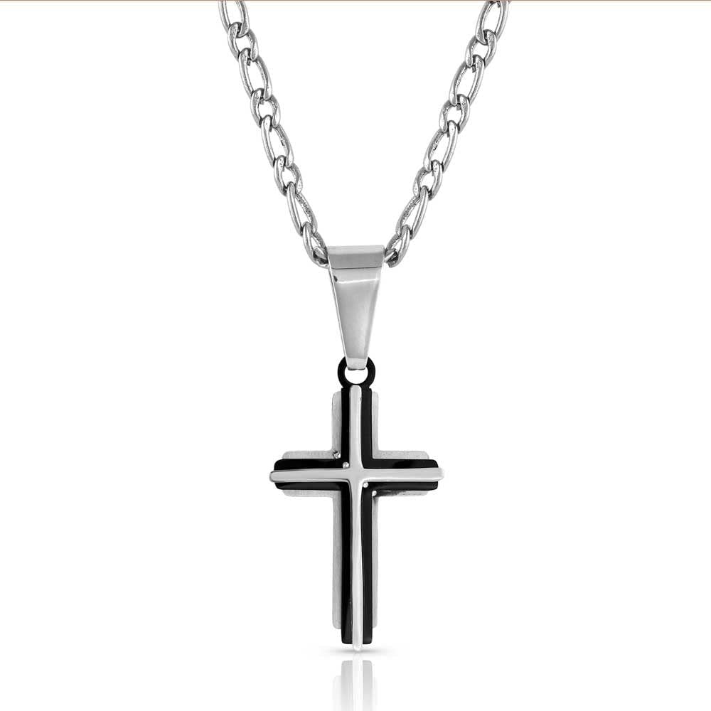 Montana Silversmiths Christian Faith Cross Men's Necklace (Strength of Faith) Silver 24/ inches NC3092