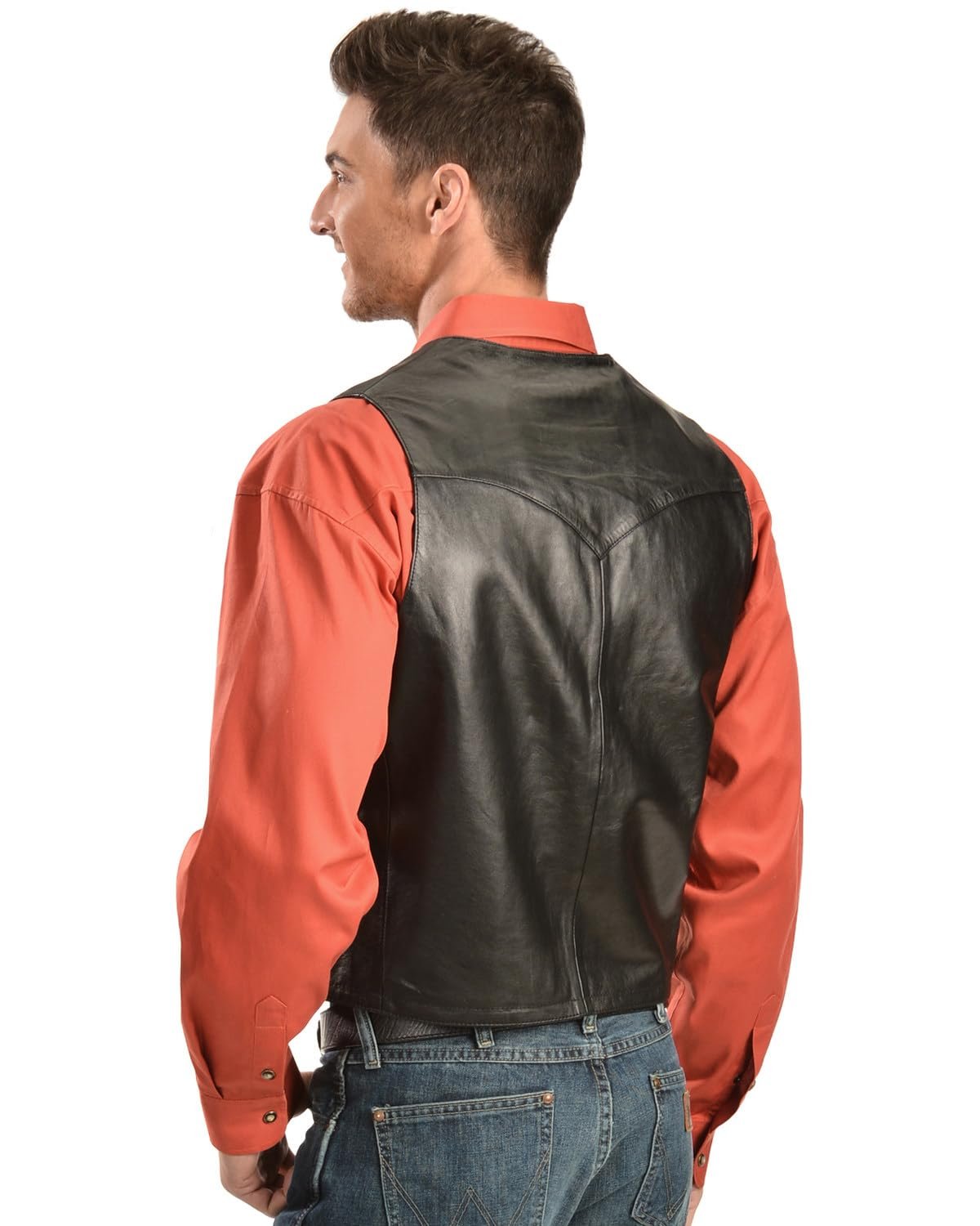 Scully Men's Lamb Leather Western Vest - Black Lamb