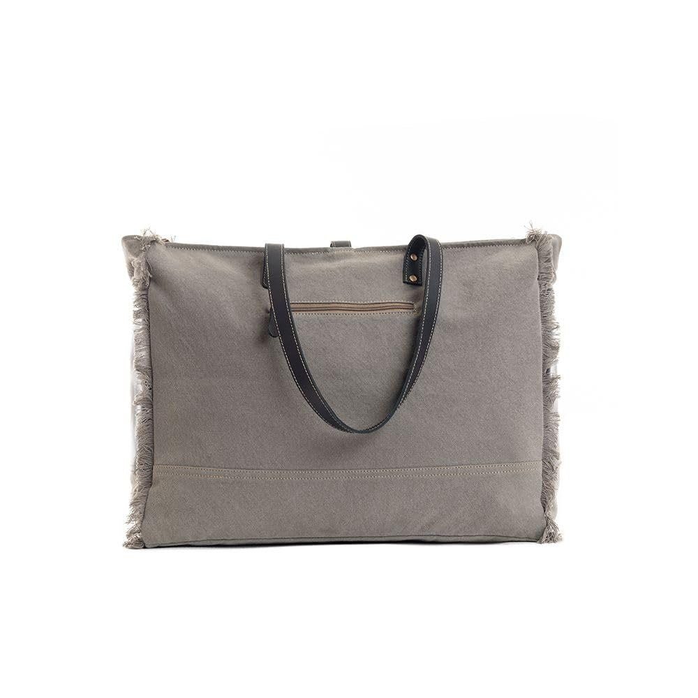 Myra Bag Women's Western Leather Weekender Bag Canvas Upcycled Shoulder Handbag