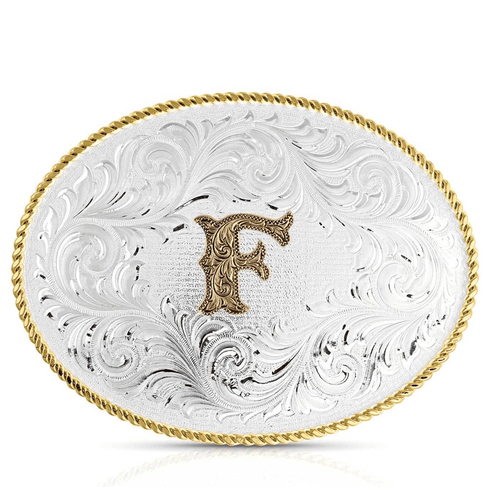 Montana Silversmiths Two Tone Initial Buckle - F - Acc Buckle - 1255F