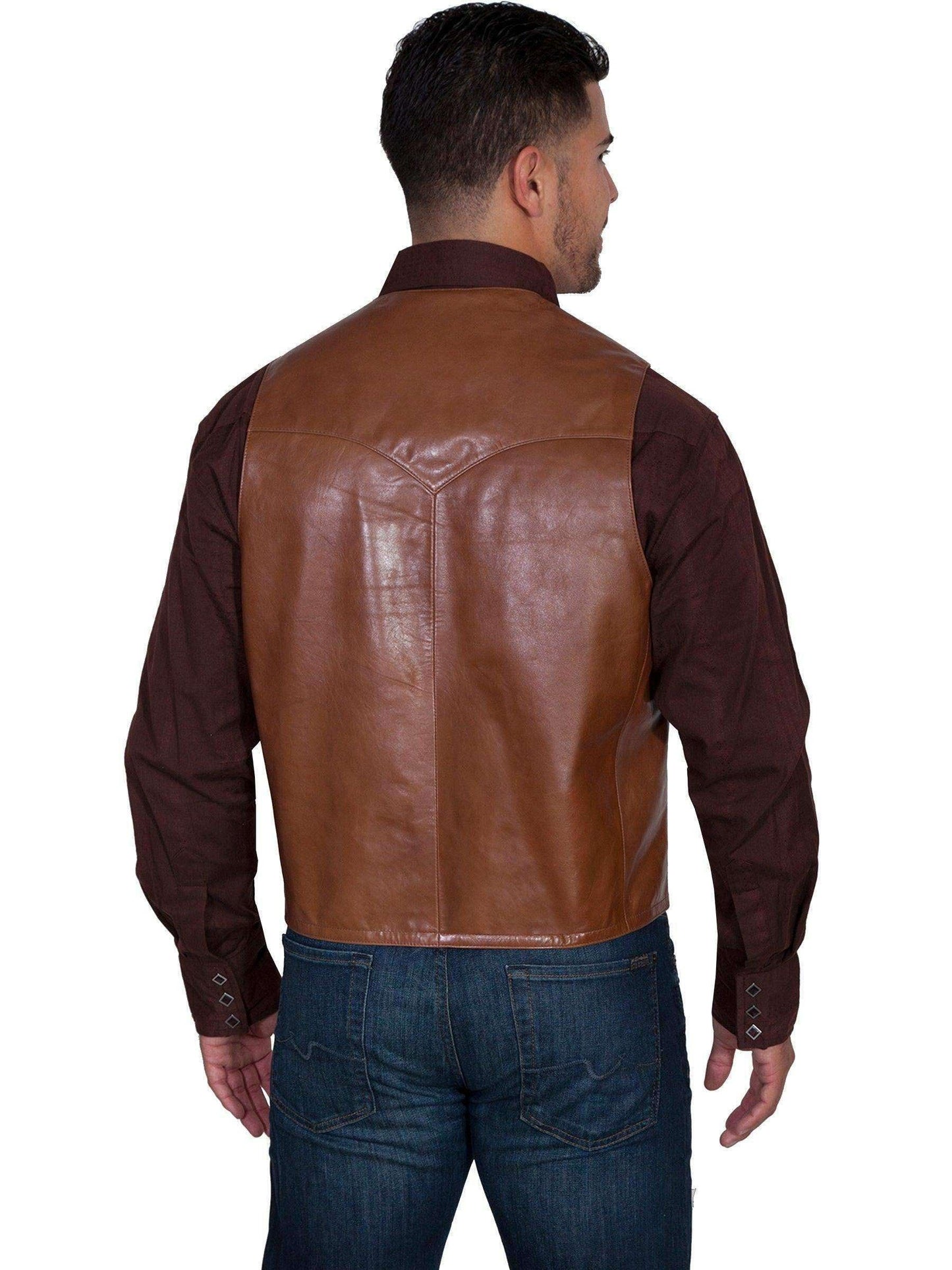 Scully Men's Lamb Leather Western Vest - Chocolate