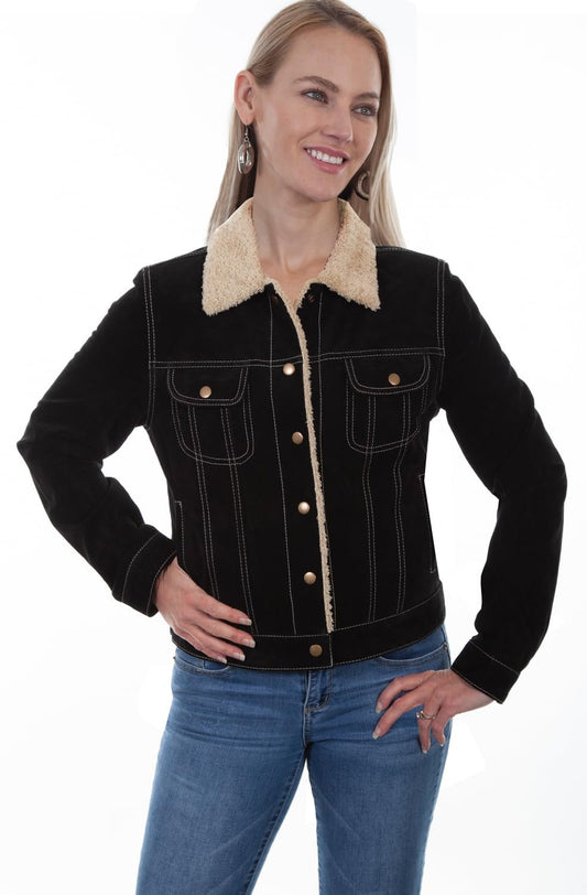 Scully Women's Faux Shearling Suede Leather Jacket - Black