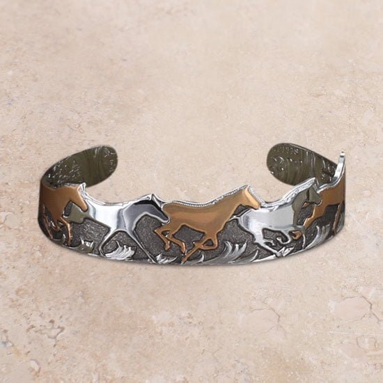 Montana Silversmiths Curio Finish Horses of a Cuff Bracelet