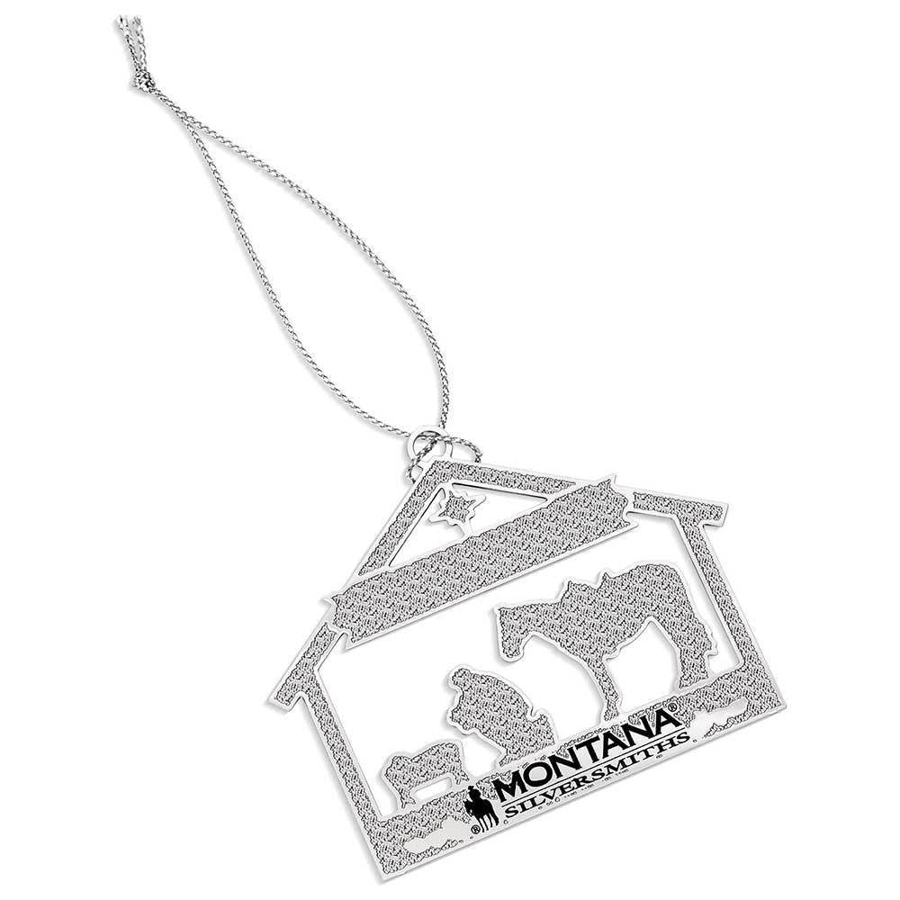 Montana Silversmiths Good Tidings Horse & Rider in a Manger Christmas Ornament