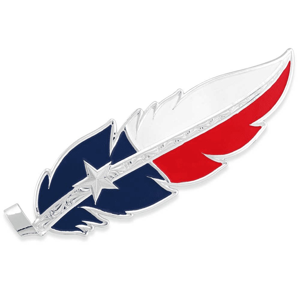 Montana Silversmiths Hand Painted Hat Feather Texas Flag - Full Color