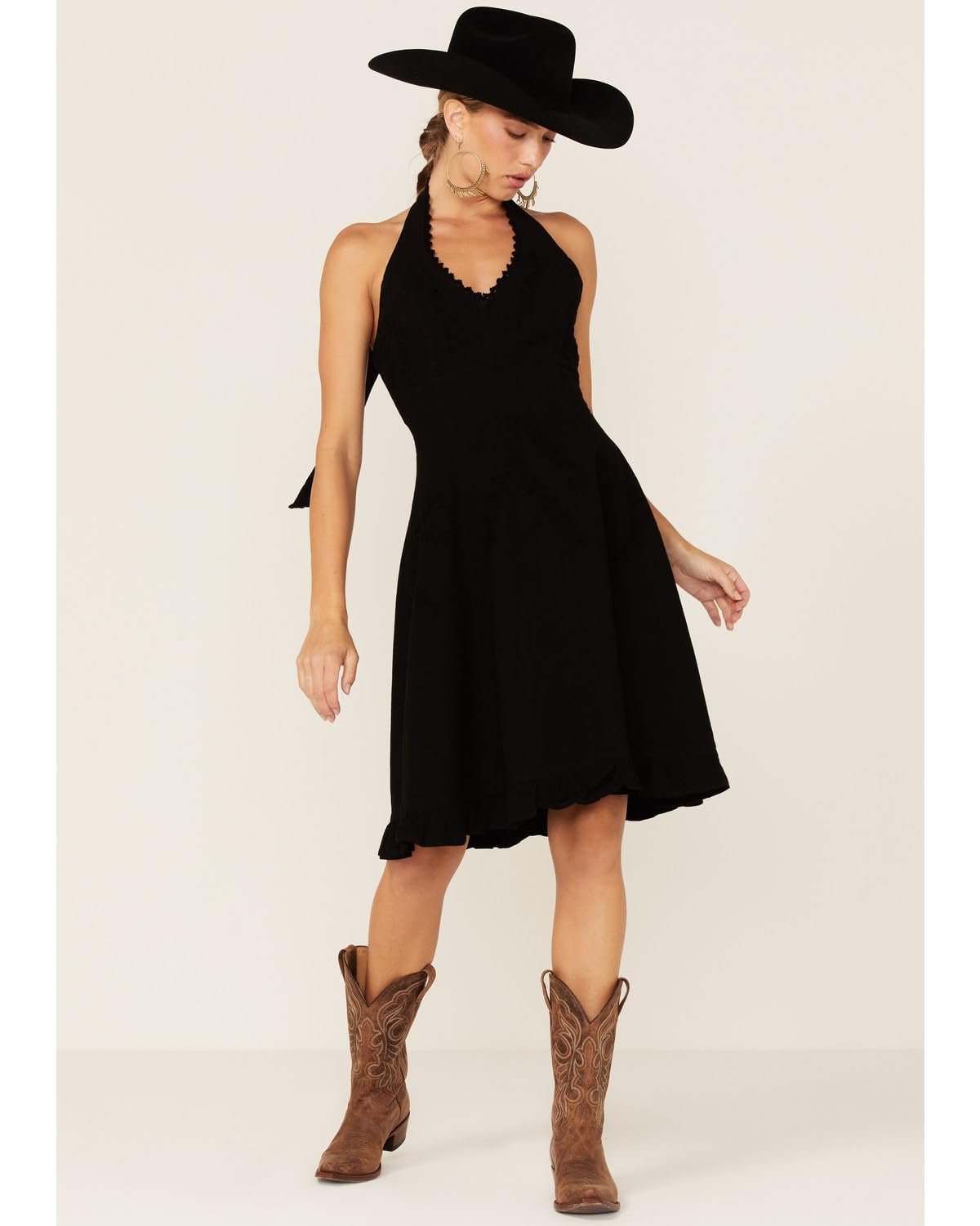 Scully Women's Peruvian Cotton Halter Top Cantina Mini Dress - Black