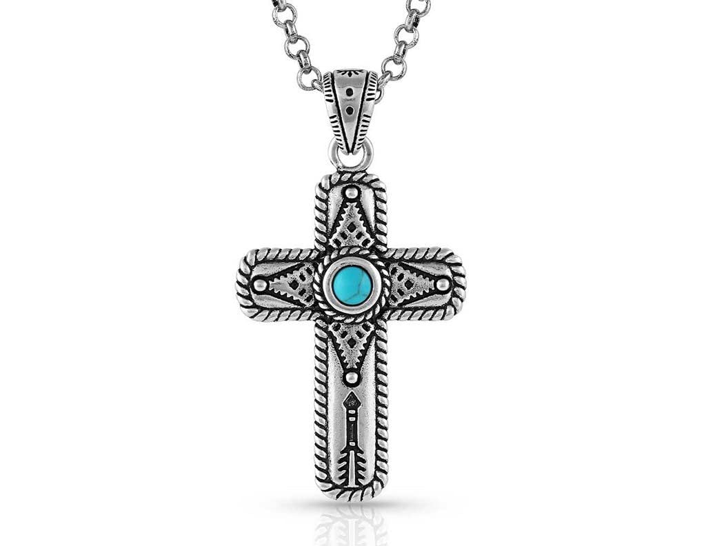 Montana Silversmiths Faith on Point Turquoise Cross Necklace - NC5303